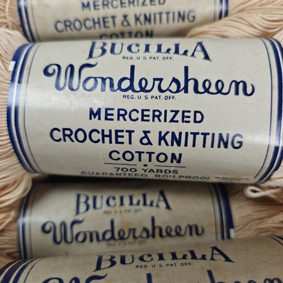 Bucilla Wondersheen Mercerized Crochet Knitting Cotton Lot 10 Skeins Ivory #9 - Picture 3 of 6